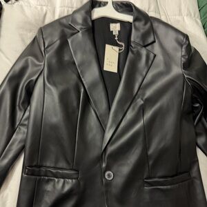Black Faux Leather Jacket XL